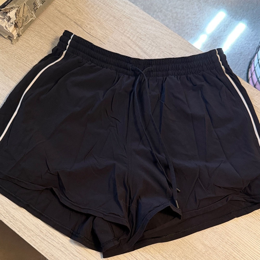 lululemon athletica Black Shorts with White Side Piping